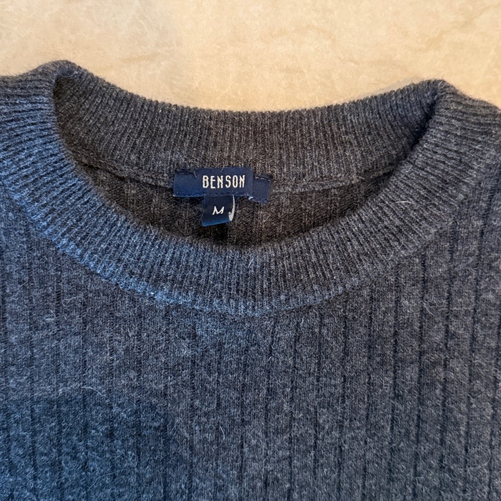 Benson Men's Gray Wool Sweater - Picture 2 of 3